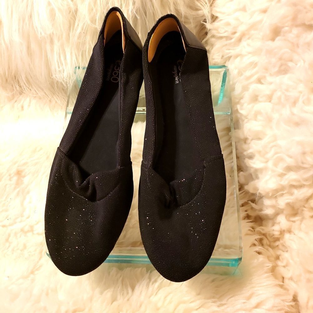 Easy spirit,stretchy material, sparkling black flat size 8.5 like new!